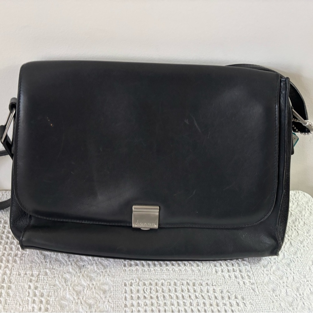 Coach Black Leather Messenger Bag